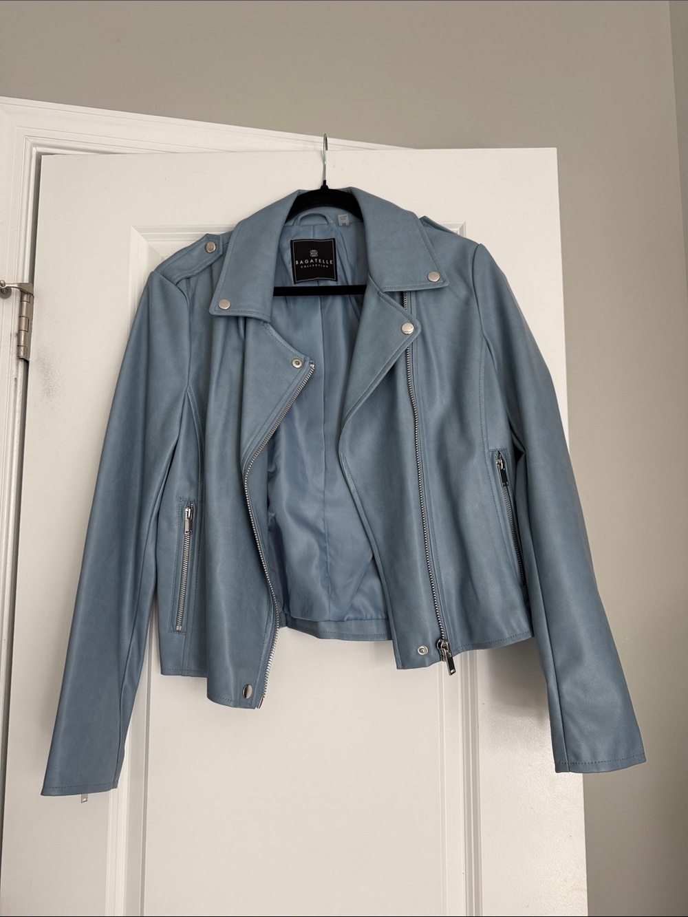 NWT Bagetelle Blue Leather Jacket M